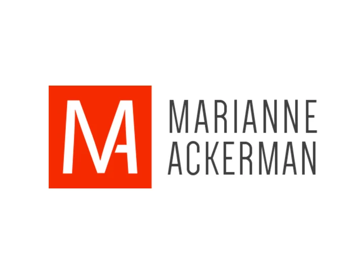 Marianne Ackerman — the logo in its own colours.