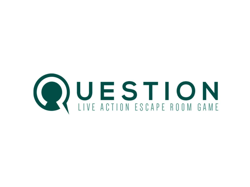 Question — escape room — the logo in its own colours.