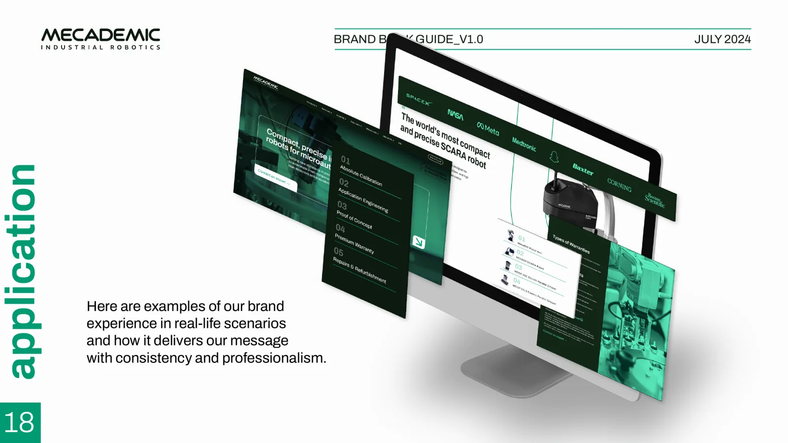 Brand guide — application: the website across devices.