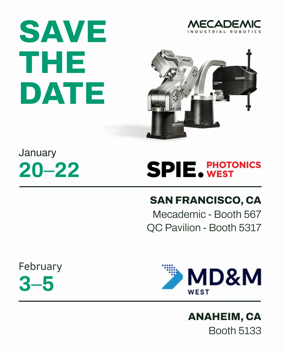 Save the date — SPIE Photonics West and MD&M West booth announcement.